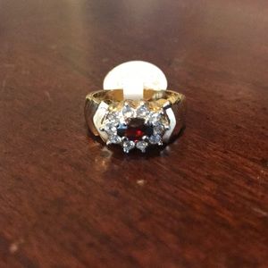 14KT Gold Electroplate Genuine Garnet Ring